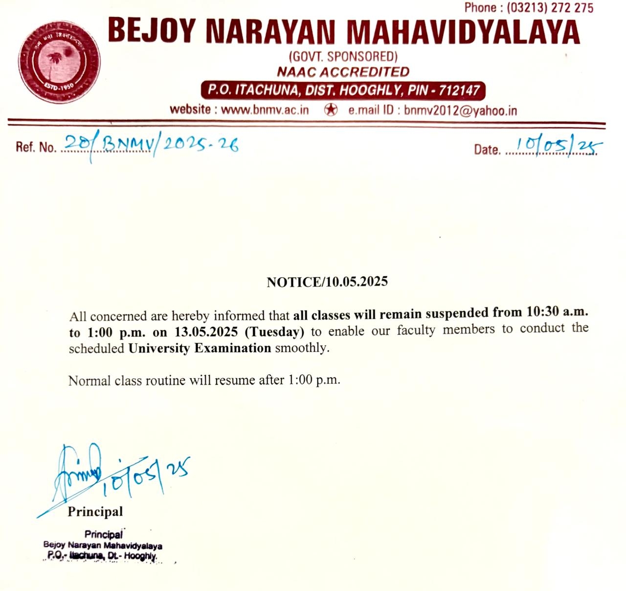 Notice Board | Bejoy Narayan Mahavidyalaya